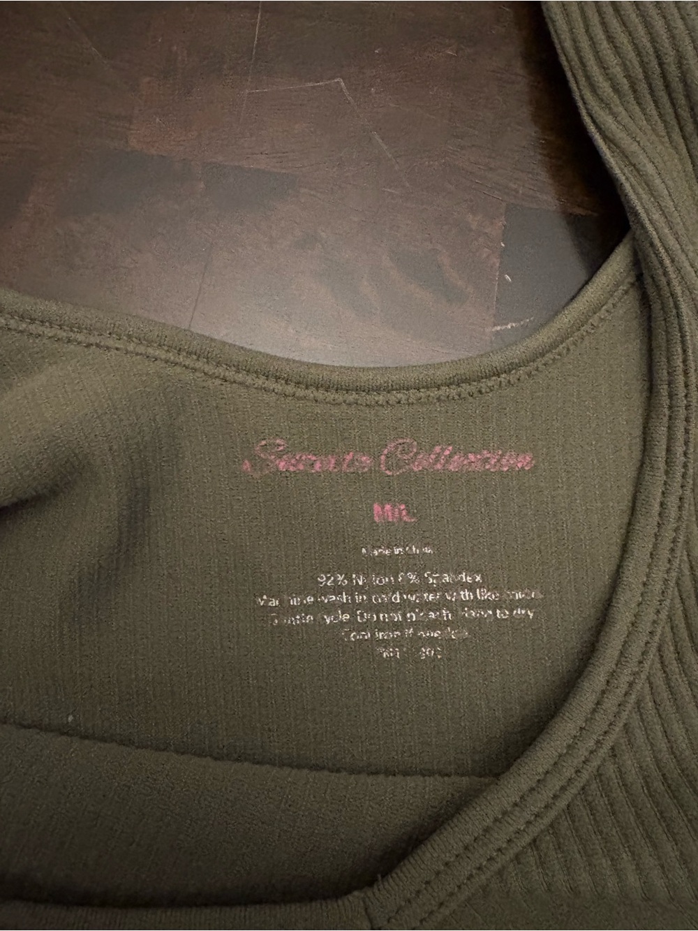 Source Unknown Olive Ribbed Tank Top. - Picture 2 of 2